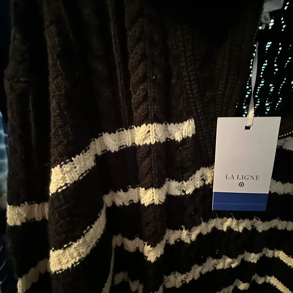 La Ligne for target black stripe quarter zip sweater NWT